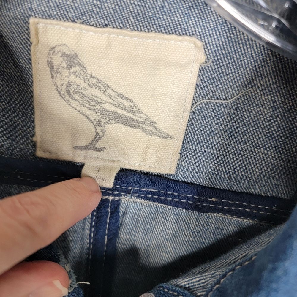 White Crow Denim Button Cropped Vest Cowgirl Rodeo Western Boho Beaded boho Ombr - Picture 9 of 14